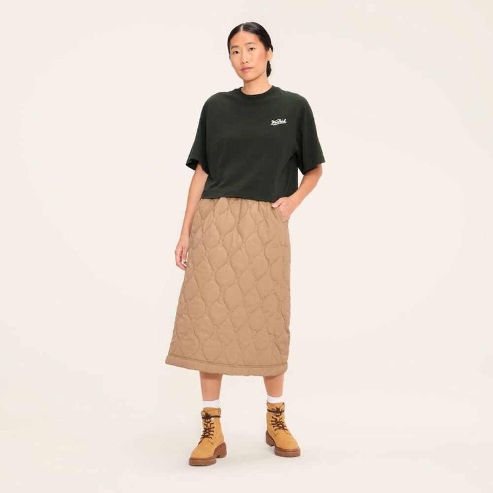 Women's Quilted Midi A-Line Skirt - Woolrich Khaki XS - Picture 1 of 3
